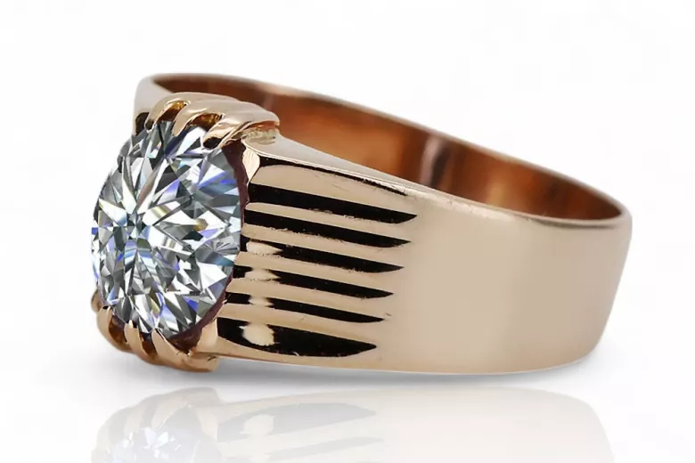 Ring Vintage Stil Zirkon Originales Vintage-Roségold aus 14 Karat vrc007r